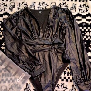 Shein Black Faux Leather Body suit